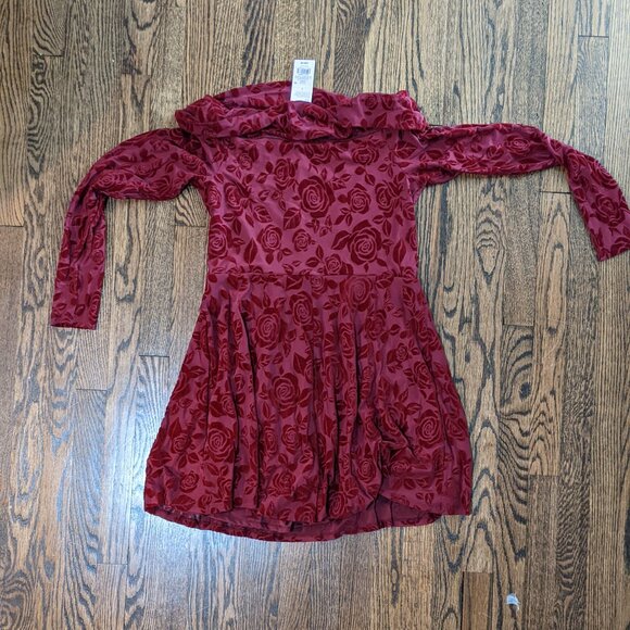 NWT Wild Fable Burgundy Embossed Rose dress - Picture 5 of 8